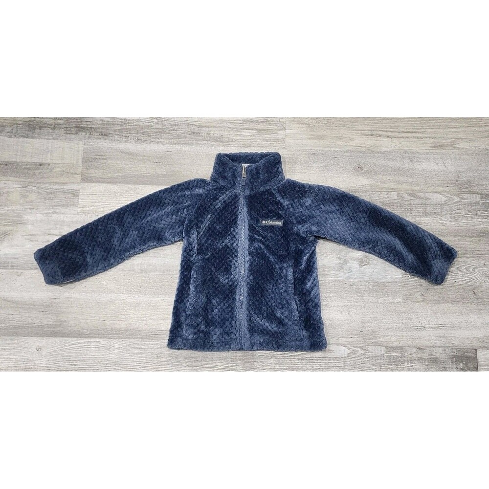 Columbia Fleece Jacket Kids XXS 4/5 Blue Interchange Zip Pockets Sherpa Warm